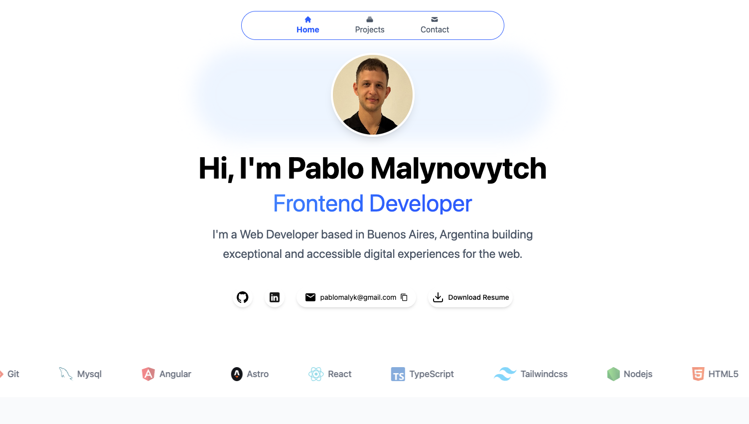 Screenshot of Portfolio Website